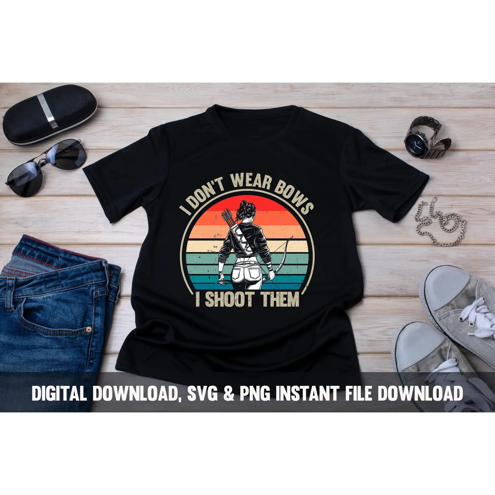 Women Fashion Png - Женщина-лучница SVG PNG Дизайн для охоты